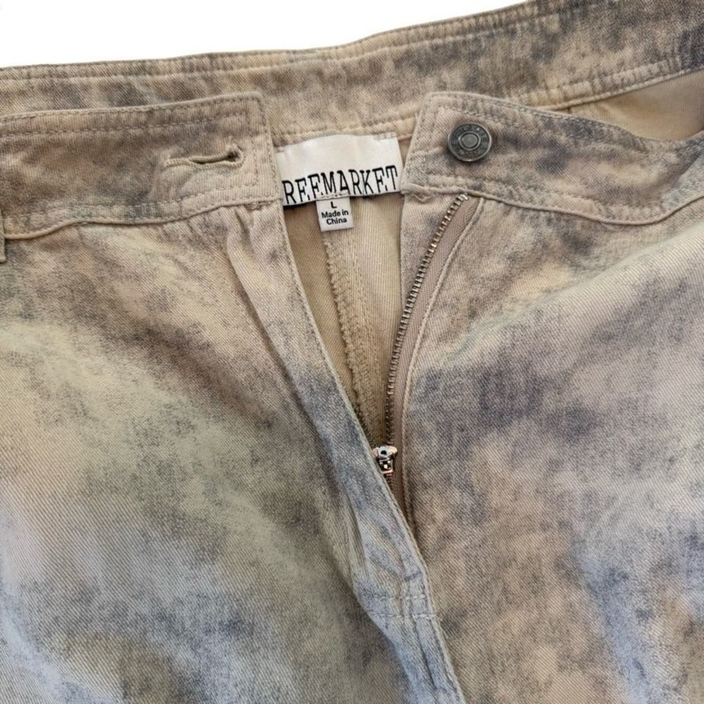 FREEMARKET Women's Cargo Pants Wide Leg Tie Dye Large Streetwear Y2K Artsy Boho - Picture 10 of 14
